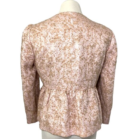 Red Valentino Metallic Textured Boucle Peplum Jacket Shimmer Pink Tan IT 44 US 6 - Picture 2 of 14